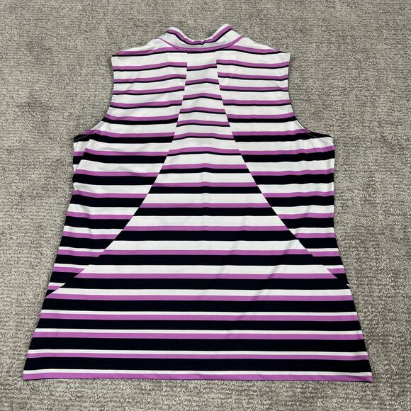 Tail Activewear Top Womens Large Golf Tennis Pickleball Striped Purple Navy - Picture 5 of 7